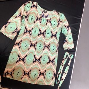 3/4 length sleeves dress with optional waist tie